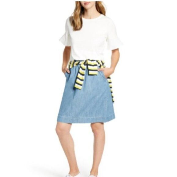 1901 Flutter Sleeve Stretch Cotton Top - Picture 1 of 7